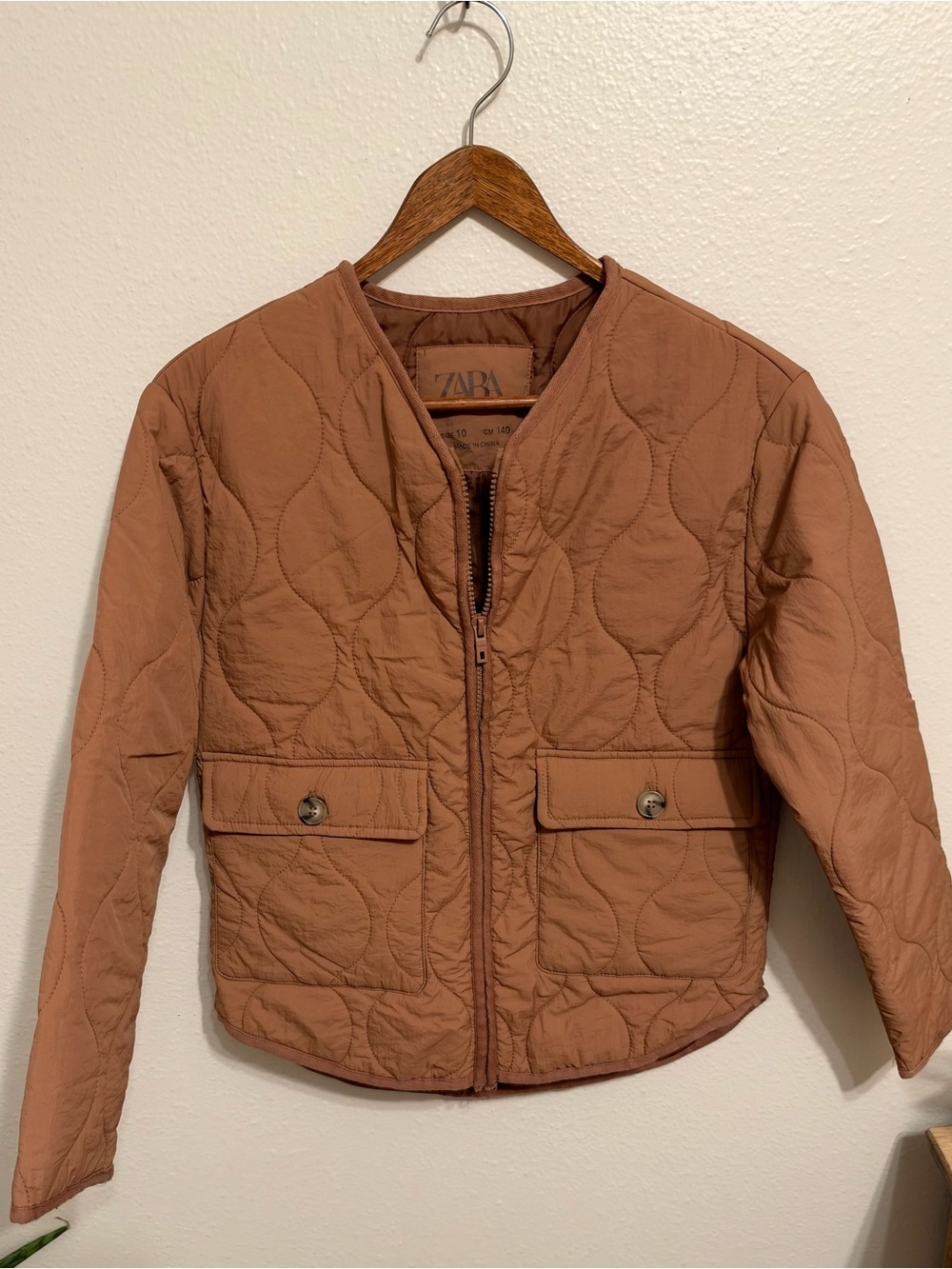 Zara Girls Rust Quilted Lightweight Puffer Jacket Size 10